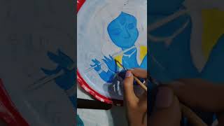 Matir thalar upor krishna drawing art krishna painting drawing [upl. by Nomelihp]