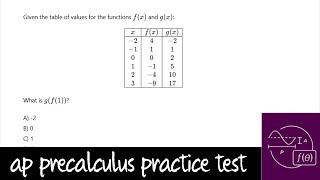 AP Precalculus Practice Test Unit 2 Question 18 Composite Functions and Tables gfx amp fgx [upl. by Gascony]