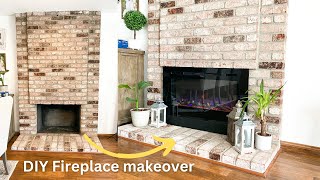 DIY Fireplace makeover  From wood burning to electric fireplace [upl. by Anailuj602]