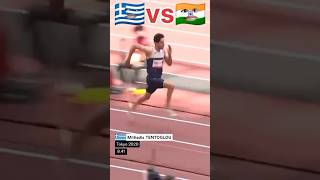 Greece🇬🇷vsIndia🇮🇳highspeedlongjump💪😈shorts youtubeshorts greece india highjump competition [upl. by Thisbee]