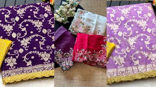 👑🥳Tusser Silk Embroidery Sarees ampVissco Gold Zari Sarees New Collections🥳👑 [upl. by Lunt]