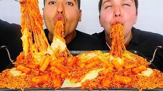 SPICY CHEESY RICE CAKES aka TTEOKBOKKI 떡볶이 먹방 • Mukbang amp Recipe [upl. by Repinuj]