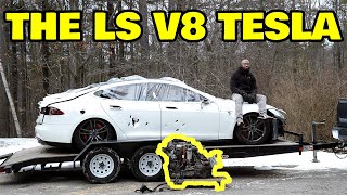 Building The Worlds First V8 Swapped Tesla [upl. by Habeh]