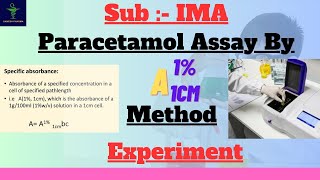 Paracetamol Assay By A1\u001cm Method Expt  Specific Absorptivity Method  Determination of PCM conc [upl. by Retxed]