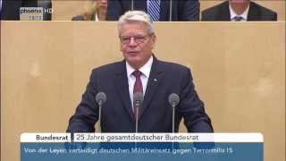 25 Jahre gesamtdeutscher Bundesrat Rede von Stanislaw Tillich und Joachim Gauck am 27112015 [upl. by Ellehsyt40]