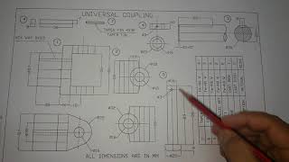 UNIVERSAL COUPLING manual drawing part 2 [upl. by Russell]