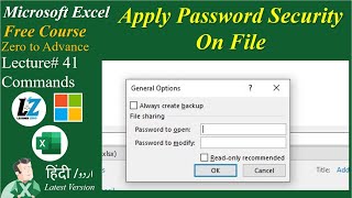 41 How to Apply Password  Security on Excel File  Microsoft Excel Free Course learning excel [upl. by Orgalim171]