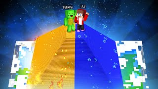 JJ and Mikey Found The TALLEST LAVAWATER PYRAMID in This WORLD in Minecraft Maizen [upl. by Vladimir]