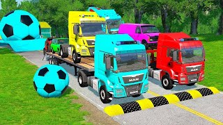 TRANSPORTING PIXAR CARS amp FRUITS WITH COLORED amp JOHN DEERE vs CLAAS vs TRACTORS  BeamNGdrive 962 [upl. by Teague]