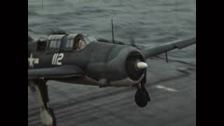 Original color footage of an Curtiss SB2C Helldiver chewing up the deck of USS Hornet CV12 [upl. by Nancey]