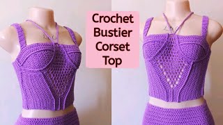 Crochet Bustier Corset TopCrochet Corset Gown Tutorial Part 2 [upl. by Venus878]