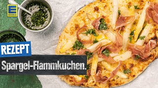 SpargelFlammkuchenRezept  Flammkuchen mit Spargel und Schinken selber machen [upl. by Zara]