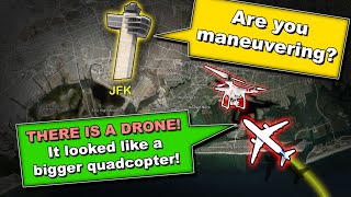 BIG DRONE flies on In front of Airplanes on Final at Kennedy Airport REAL ATC [upl. by Sara]