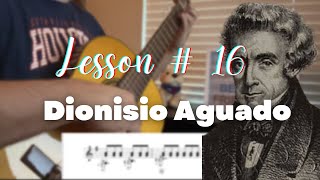 quotLesson 16  AGUADO Guitar Method Melody in Bass and ascending slurs [upl. by Egdamlat]