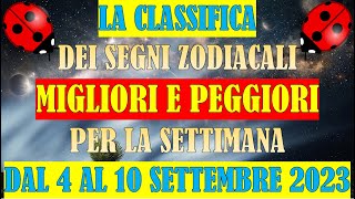 La Classifica dei Segni Zodiacali Migliori e Peggiori per la Settimana dal 4 al 10 Settembre 2023 [upl. by Adieno]