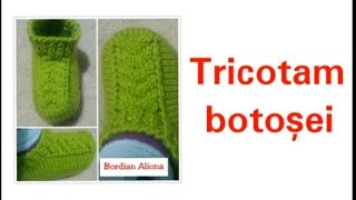 Botoșei tricotati fara cusaturaHow to knit easy booties [upl. by Boccaj]