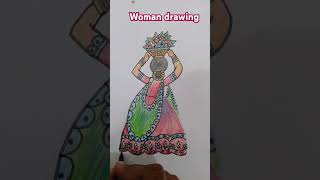 How to draw a 😍flowers seller woman 😍drawing shorts [upl. by Gilberta]