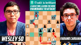 Wesley So Sacrificed his Rook Brilliantly against Fabiano Caruana at Speed Chess Championship [upl. by Egedan836]