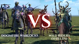 WARHAMMER III Total War  Doomfire Warlocks VS Wild Riders Shields [upl. by Accemahs]