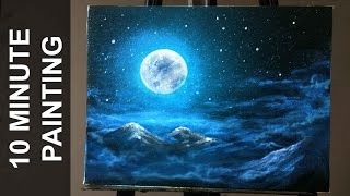 Painting Moonlit Clouds in a Starry Night Sky with Acrylics in 10 Minutes [upl. by Nnahs]