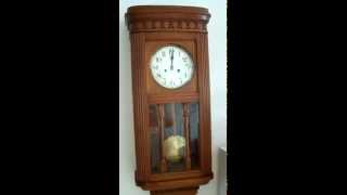 Antique German Junghans BimBam wall clock with porcelain dial [upl. by Scharaga]