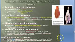 Pathology 828 f Osteo Sarcoma OsteoGenic Variants Small Cell Anaplastic Telangiectatic [upl. by Eirised]