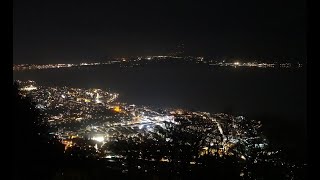 Standseilbahn MontPèlerin Talfahrt Pèlerin  La Baume nachts funiculaire Vevey Suisse Switzerland [upl. by Sexela]