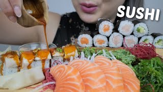 SUSHI ASMR Tuna Tataki Roll Salmon Sashimi with Mini Maki Rolls Relaxing Eating Sounds  NE [upl. by Christianson]