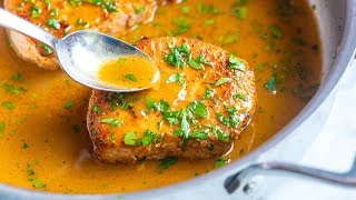 The Best Juicy Skillet Pork Chops Recipe [upl. by Turk439]