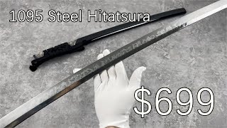 1095 Steel Hitatsura Style Hamon Katana installation details shown [upl. by Ostraw]