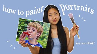 acrylic paint portrait tutorial – meme edition kazoo kid [upl. by Anitsirhc]