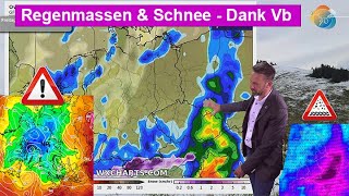 Regenmassen amp Schnee  Dank Vb Weiter hohe NiederschlagsSummen Wettervorhersage 1219092024 [upl. by Aikem]