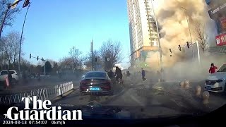 Moment explosion destroys restaurant in northern China [upl. by Byram]