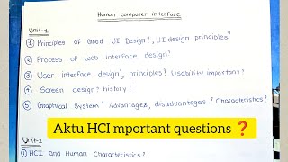 HCI important Questionsaktu all unitcse walehuman computer interface important questions [upl. by Quartis]