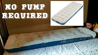 How to inflate Camping Air Mattress without Pump Decathlon Air Basics 70 Single Person Mattress [upl. by Kcirddet]