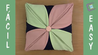 🌸 Cojín Flor Sencilla 🌸  MEDIDAS DE COJIN CUSHION MEASURES 44 X 44 CM  WITH SUBTITLES [upl. by Uriel180]