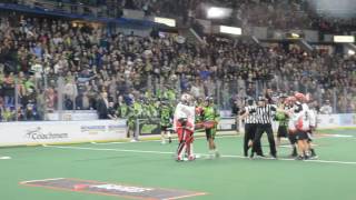 Sask Rush vs Calgary Roughnecks NLL Line Brawl with goalie fight [upl. by Alyahs]