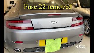 Aston Martin V8 Vantage exhaust sound fuse 22 in vs fuse 22 out [upl. by Hulton]