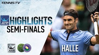 Highlights Roger Federer Alexander Zverev Advance To Halle Final 2017 [upl. by Llerrit]