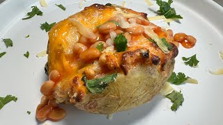 Perfectly air fryer baked potato  jacket potato recipe  cheese amp bean loaded potato viralvideo [upl. by Rapsac26]