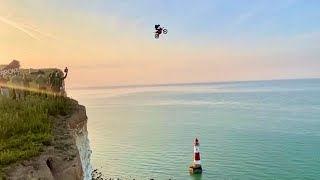 INSANE Motorbike BASE Jump  Beachy Head  UK  FMX [upl. by Ellesor73]