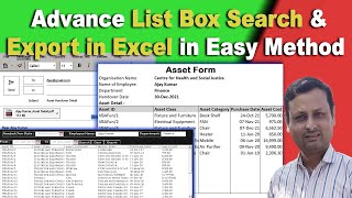 Listbox Search and Export in Excel and PDF File  Advanced Listbox in Excel Vba [upl. by Sherwood]