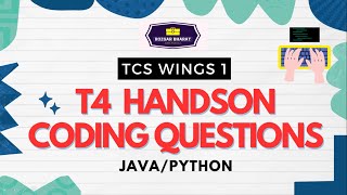 TCS WINGS 1 T4 Hands on Questions  TCS ELEVATE WINGS 1 PYQs  TCS DIGITAL  TCS INNOVATOR [upl. by Hadden]