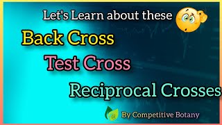 Back Cross  Test Cross  Reciprocal Crosses  Competitive Botany [upl. by Laurice]