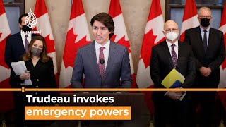 Canadas Trudeau invokes emergency powers in response to trucker protests  Al Jazeera Newsfeed [upl. by Avonasac]