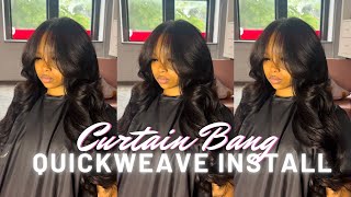 HOW TO CURTAIN BANG QUICKWEAVE TUTORIAL  LAYERING and CURLING [upl. by Lipski569]