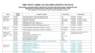 2023 WASSCE WAEC Final International TIMETABLE for School Candidates PDF  EXPO RUNZ [upl. by Ttenaj]