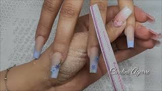 Uñas Acrílicas azul con técnica de REVERSA y ENCAPSULADO [upl. by Nygem]