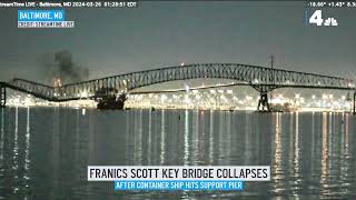 Moment Baltimore bridge collapses after container ship hits support pier  NBC4 Washington [upl. by Lindholm]