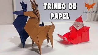 Cómo Hacer un TRINEO DE NAVIDAD DE PAPEL  Fácil Paso a Paso  Origami Christmas Sleigh [upl. by Ekram]